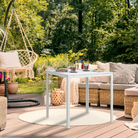Relaxdays Gartentisch Holzoptik, Balkontisch wetterfest, HBT 74,5 x 78