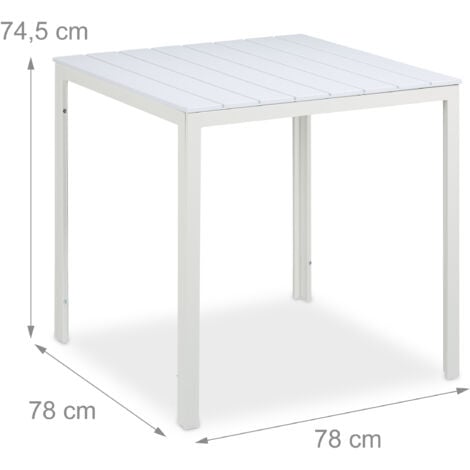 Relaxdays Gartentisch Holzoptik, Balkontisch wetterfest, HBT 74,5 x 78