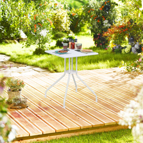 Relaxdays Gartentisch, HBT 73 x 62 x 62 cm, Balkontisch Holzoptik