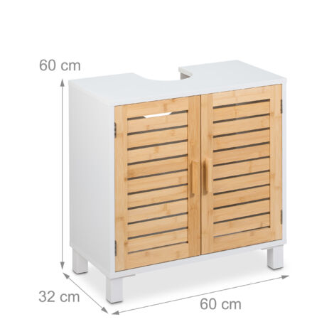 Relaxdays Waschbeckenunterschrank 60x60x30cm - Grauer Badschrank Mit 2 Türen