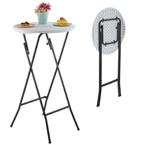 Relaxdays Stehtisch, klappbar, H x D 105 x 60 cm, Kunststoff & Stahl