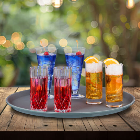 Relaxdays Serviertablett 3er Set Schwarz - Rutschfeste Oberfläche