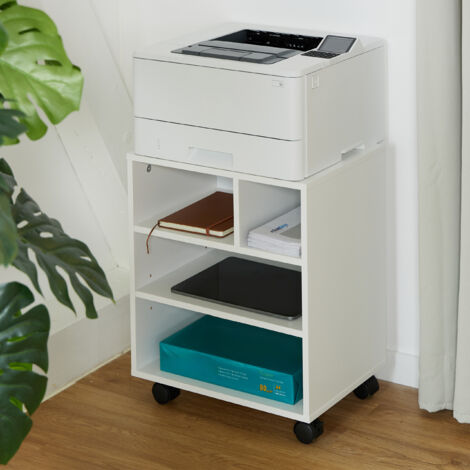 Relaxdays Rollcontainer 5 Schubladen - Büro Aktenschrank Mit Rollen Weiß