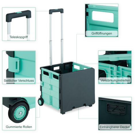 VK-Set23= 10 Grüne Verkaufskorb 20L Mit 1Griff Und Rollwagen