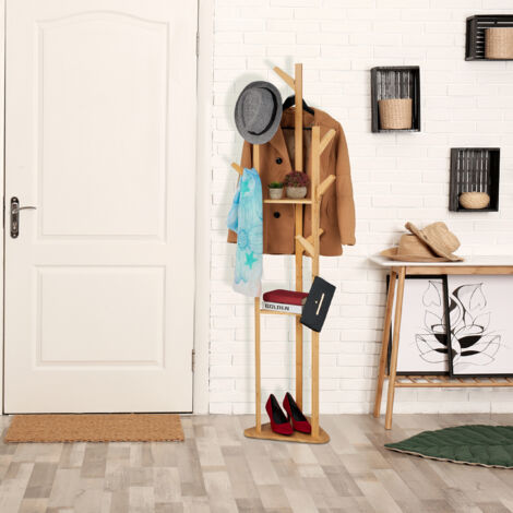 Relaxdays Garderobenständer - 8 Haken Metall | 169cm Höhe Schwarz