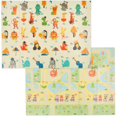 Relaxdays Spielmatte, faltbare Kindermatte, schadstofffrei, 200 x 150 cm, XPE-Schaumstoffmatte, Krabbelmatte Baby, bunt