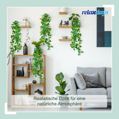 Relaxdays Efeutute knstlich, 4 Kunstpflanzen hngend, Plastikpflanzen, 100  cm lang, Deko Pflanzen, Kunststoff, grn