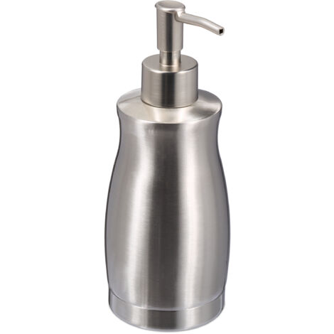 Relaxdays Seifenspender, 400 ml, Edelstahl, nachfüllbar, Seife, Duschgel, Badezimmer, Küche, Handseifenspender, silber (1/5)