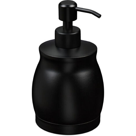 Relaxdays Seifenspender, 390 ml, Edelstahl, nachfüllbar, Seife, Duschgel, Badezimmer, Küche, Handseifenspender, schwarz (1/5)