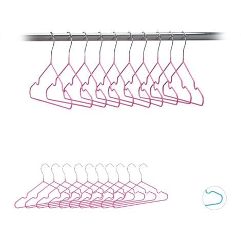 40 x Kinderkleiderbügel, platzsparende Drahtbügel Mädchen, Babybügel mit Kerben, PVC-beschichtet, Bügel 30 cm, pink
