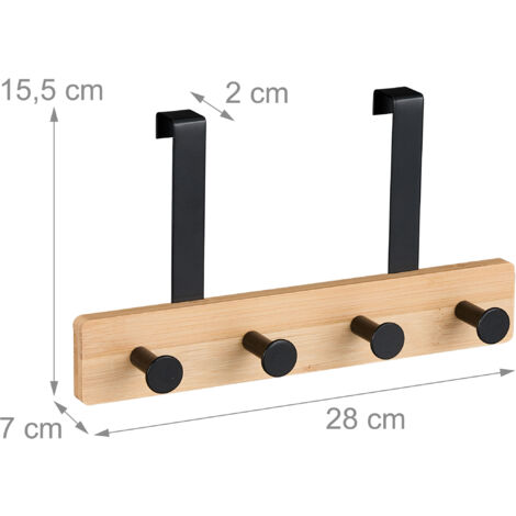Türgarderobe Mit 5 Haken Aus Bambus - Kleiderhakenleiste Für 2cm Türfalz