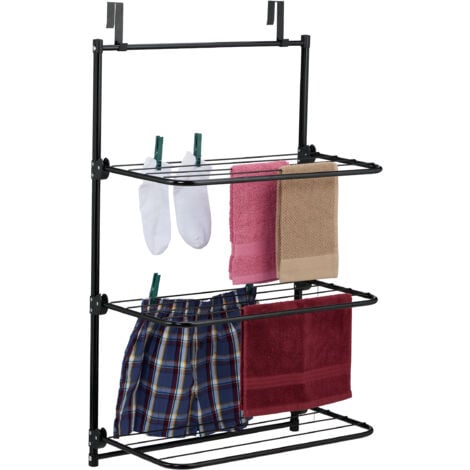 Relaxdays Wäscheständer Turm Mit Rollen - 4 Ebenen, Klappbare Flügel, 179cm Hoch