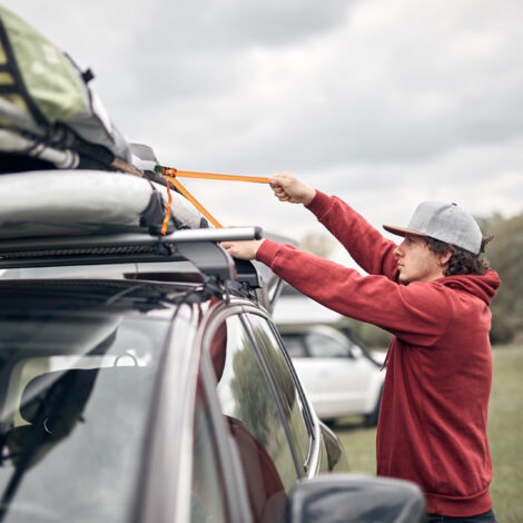 Relaxdays Spanngurte 4er Set Orange - Ratschengurte 4m 500kg Ladungssicherung