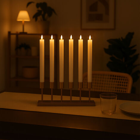 LED Stabkerzen Set 6er Pack – Flammenlos, Warmweiß Flackernd, Mit Fernbedienung Und Timer (2/4/6/8