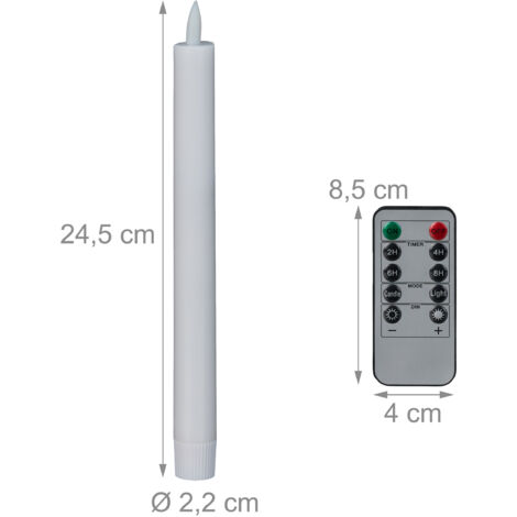 CKDSA 6er Set LED Stabkerzen Mit Flackernder Flamme – Elfenbein, Echtwachs, Batteriebetrieben, 27,5 Cm, Für Deko Und Weihnachten