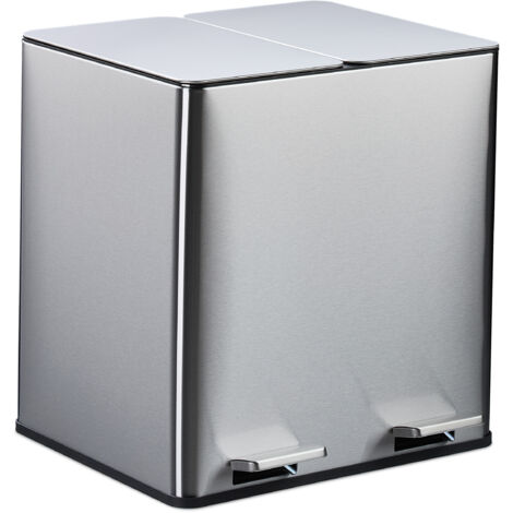 Relaxdays Mülleimer 2x15 Liter - Mit Trittpedal & Softclose Für Küche & Büro