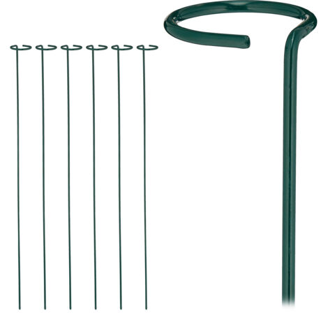 12 x Rankhilfe, Pflanzenhalterstab mit Blumenring, wetterfest, Blumenstütze aus Metall, 80 cm, dunkelgrün, im Set