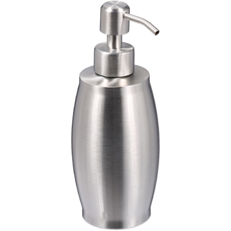 2 x Seifenspender, 350 ml, Edelstahl, nachfüllbar, Seife, Duschgel, Badezimmer, Küche, Handseifenspender, silber (1/5)