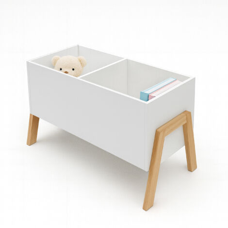 Relaxdays Bücherregal Kinder, 2 offene Fächer, Spielzeug & Bücher, Spielzeugregal HBT: 40 x 66,5 x 34,5 cm, weiß/natur (1/5)