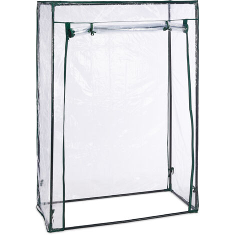 2 x Tomatengewächshaus, Stahl & PVC-Folie, HBT: 150 x 100 x 50 cm, Foliengewächshaus Garten & Balkon, transparent