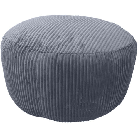 Relaxdays Pouf, Cord, HxD: 25 x 35 cm, Polystyrol-Füllung, Bodensitzkissen rund, Wohnzimmer Hocker, Sitzpouf, dunkelgrau