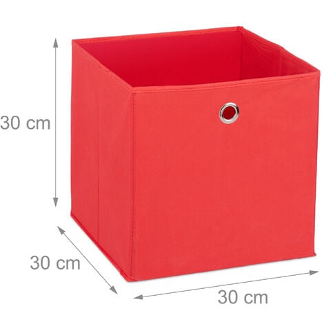 Relaxdays Aufbewahrungsbox Stoff 2er Set, quadratisch, Aufbewahrung für  Regal, Stoffbox in Würfelform 30x30x30 cm, rot