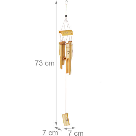 Relaxdays Bamboo Wind Chimes, Wooden Wind Organ