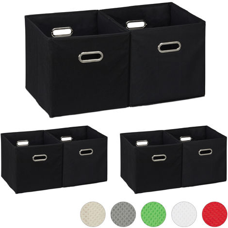 6 x Aufbewahrungsbox, Regalkorb ohne Deckel, Faltkiste mit Griff, Regalbox  faltbar, Stoffbox quadratisch, 30 cm, schwarz