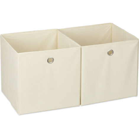 12 x Aufbewahrungsbox Stoff, quadratisch, Aufbewahrung für Regal, Stoffbox in Würfelform, HxBxT: 30 x 30 x 30 cm, beige