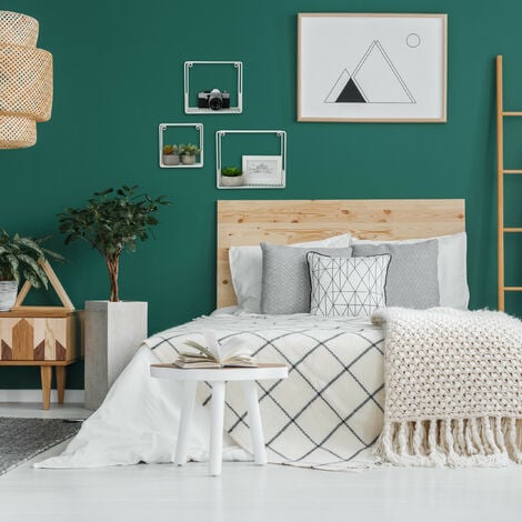 Relaxdays Wandregal im 3er Set, für Wohnzimmer, modernes Gitter-Design, Cube, eckiges Wandboard, Metall, 15cm tief, weiß