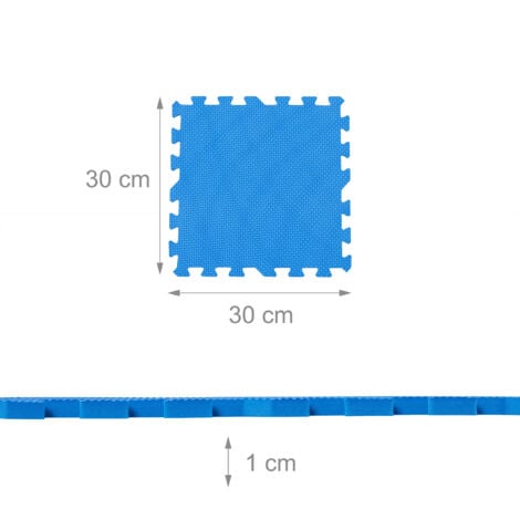 Relaxdays Bodenschutzmatte, 24 Puzzlematten für Sport & Fitnessgeräte, 30x30 cm, 2,16 m², Schaumstoff, BPA-frei, blau