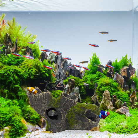 Aquarium Deko leuchtender ❤️ LED TOTENKOPF ❤️ wechselnde Farben Zubehör Höhle 