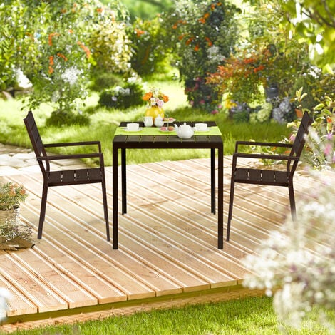 Relaxdays Gartentisch quadratisch, Holzoptik, Esstisch Garten, Balkon, Terrasse, 74,5x77,5x77,5cm, Balkontisch, braun