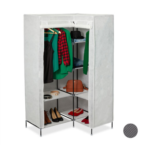 3 x Eckkleiderschrank 3. Generation, 8 Ablagen und 2 Kleiderstangen, Stecksystem, mit 2 Türen, HBT: 169x100x83 cm, weiß