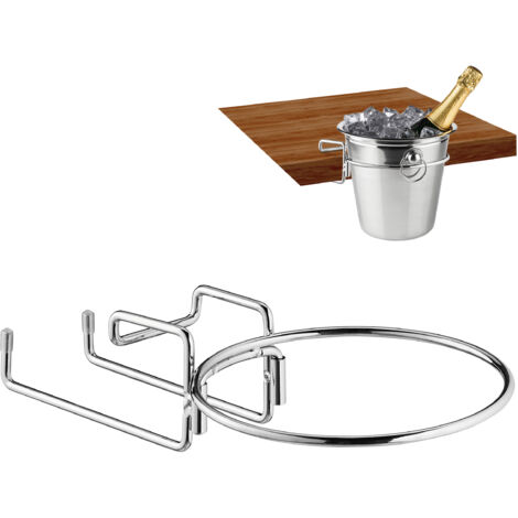 2 x Sektkühlerhalter, Tischhalterung für Weinkühler mit 18 cm Ø, Sektkübelhalterung aus Eisen, platzsparend, silber