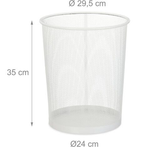 Relaxdays 2er Set Papierkorb Aus Drahtgeflecht – Weiß, Rund, 28x26 Cm, Offen, Fassungsvermögen 12 Liter