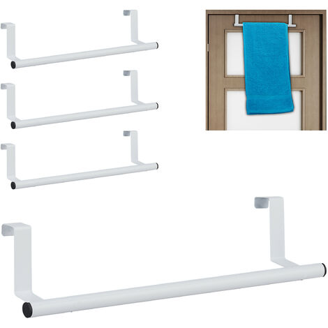 4 x Handtuchhalter für Tür & Schrank, zum Einhängen, Edelstahl,  Handtuchstange ohne Bohren, Küche & Bad