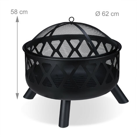 Feuersäule 60 Cm + Grillrost + Schürhaken Feuerstelle Gartenfeuer