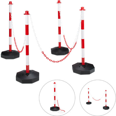 Kettenpfosten mit Absperrkette 5 Meter weiß rot Absperrketten-Set 3-teilig 