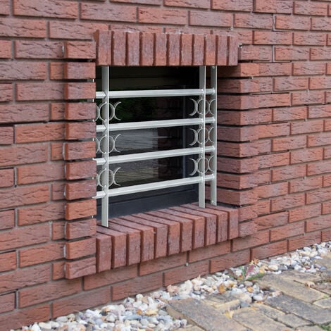Relaxdays Fenstergitter Einbruchschutz, Ausziehbar, Aussen, Verzinkt,  Stahl, 600 x 700-1050 mm, Sicherheitsgitter, grau