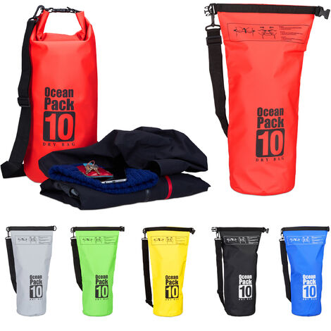 Skifahren wasserdichter Dry Bag Relaxdays Ocean Pack 10L ultraleichter Trockensack für Segeln Rafting