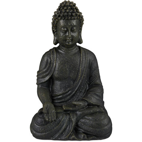 Höhe 19 cm Geschenk Meditation Buddha-Figur mit Teelichthalter 