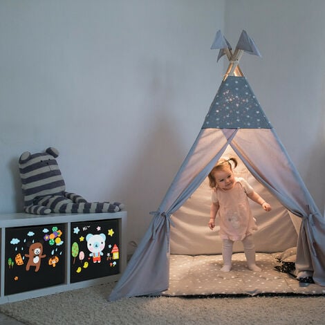 Relaxdays Aufbewahrungsboxen Kinder 4er Set - DIY Spielkisten Mit Schaumstoff-Stickern Zum Verzieren