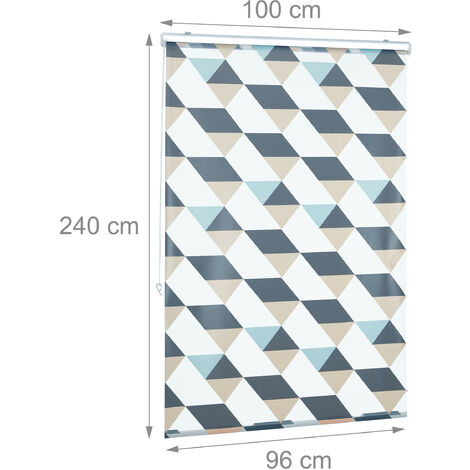 bunt 60x240 cm Duschvorhang für Badewanne und Fenster Seilzug Flexible Montage Relaxdays Duschrollo Dreieck Muster