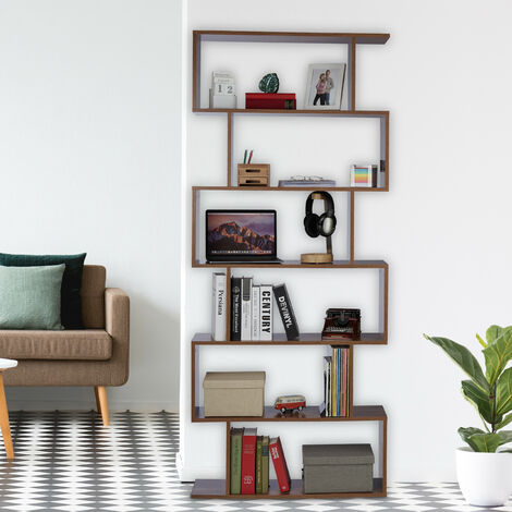 Relaxdays Bücherregal, 6 x Holzoptik, Design, 80 190,5 23 x HBT: Fächer, cm, Standregal modernes