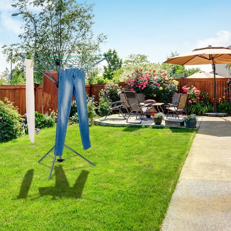 Relaxdays Wäschespinne, 15 m Leine, für Garten & Camping, klappbar, mit