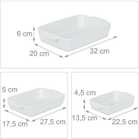 Relaxdays ovenschaal set van 3, rechthoekig, keramiek, mogen in de vaatwasser, voor lasagne, gratin & meer, grijs/wit vanaf € 40,66 (februari 2026