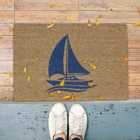 Kokos-Fußmatte Mit Segelschiff – 60x40 Cm, Rutschfest Für Innen & Außen