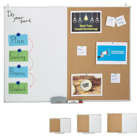 Büro Kombiboard Magnettafel & Pinnwand 60 x 40 Magnet Kork-Tafel Boardmarker 