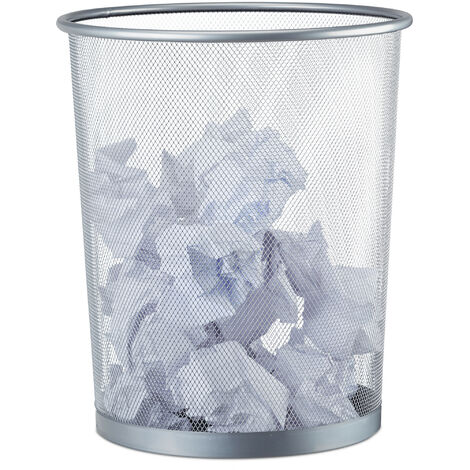 Idena Papierkorb klein ca. 12,3 Liter aus Metall silber Mülleimer für  Arbeitszimmer Büro